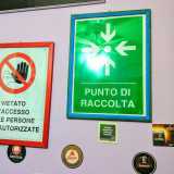 Sotto questo segnale di Punto di raccolta la ragazza si riunisce con gli amici nella sua stanzetta
